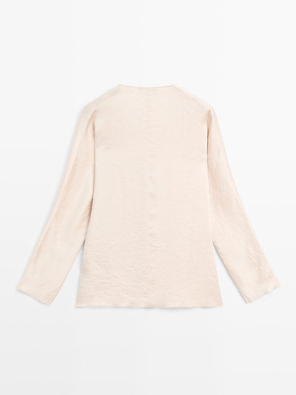 Satin V-neck blouse