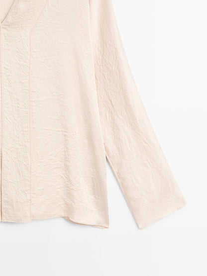 Satin V-neck blouse