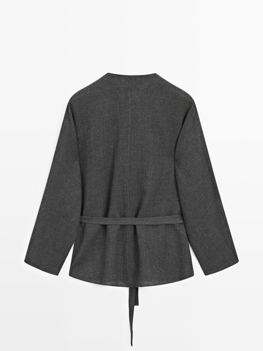 Felt texture shirt with tie detail