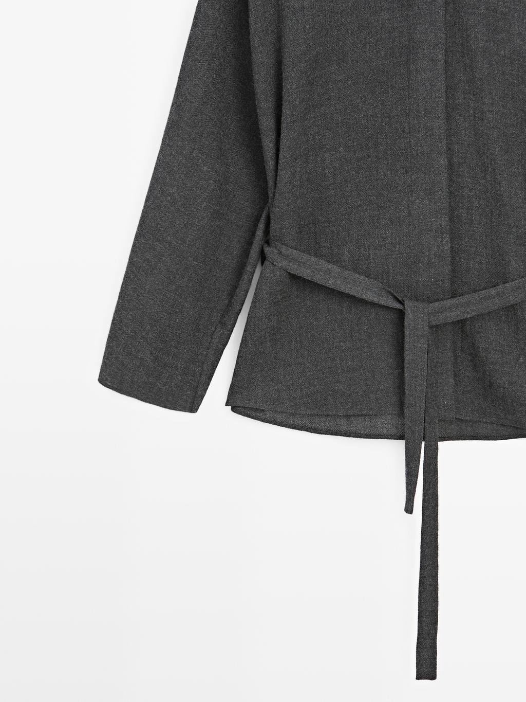 Felt texture shirt with tie detail