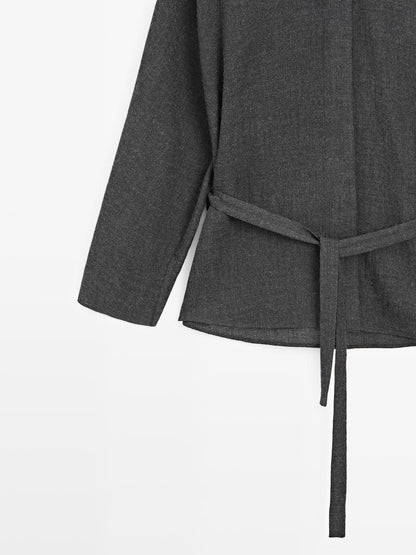 Felt texture shirt with tie detail