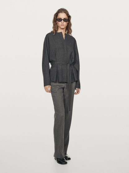 Felt texture shirt with tie detail