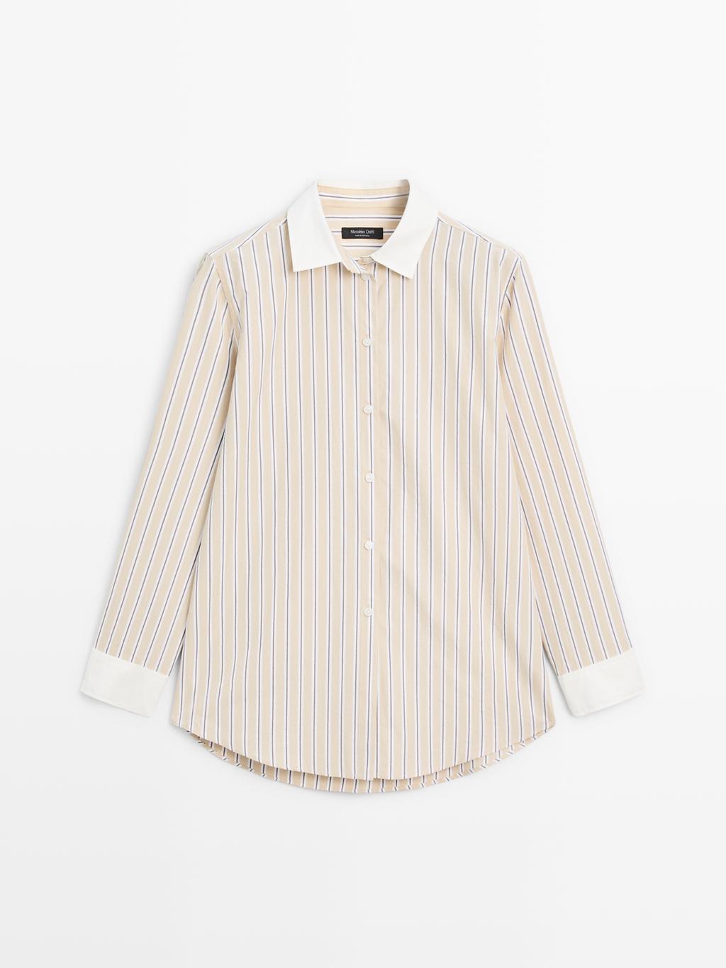Striped shirt with contrast detail