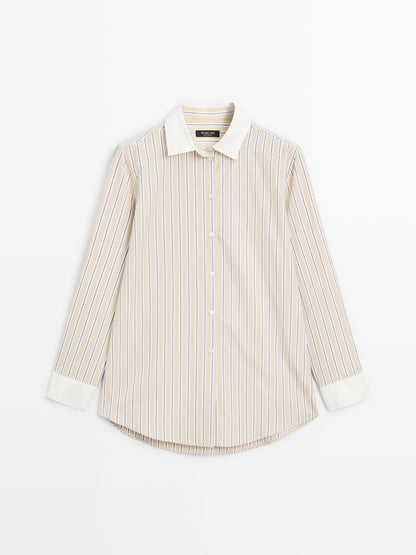 Striped shirt with contrast detail