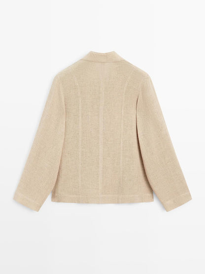 Wool blend overshirt with visible buttons