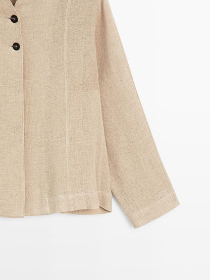 Wool blend overshirt with visible buttons