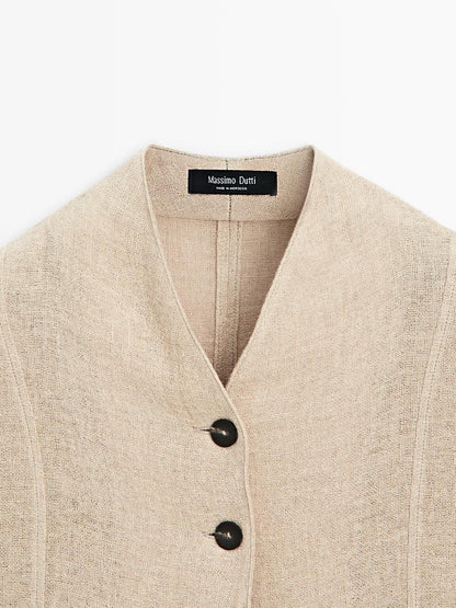Wool blend overshirt with visible buttons