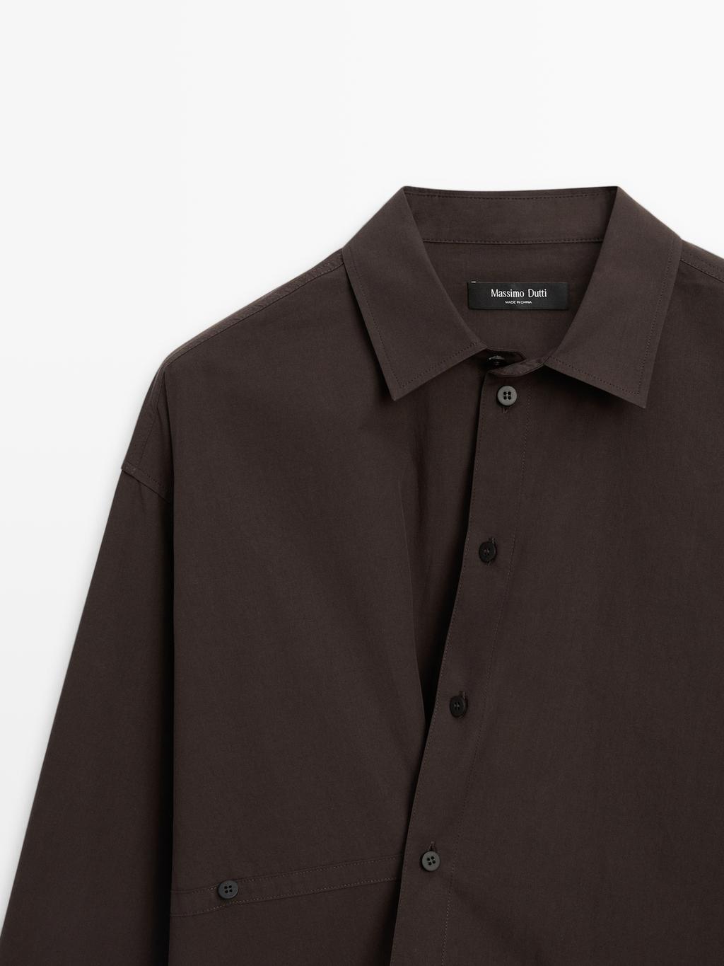 Asymmetric button-up poplin shirt