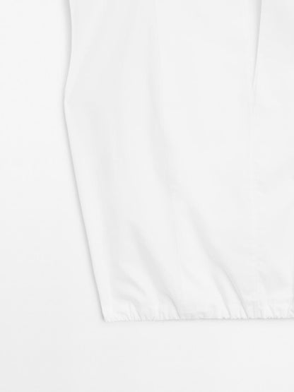 Poplin cotton blouse with elasticated detail