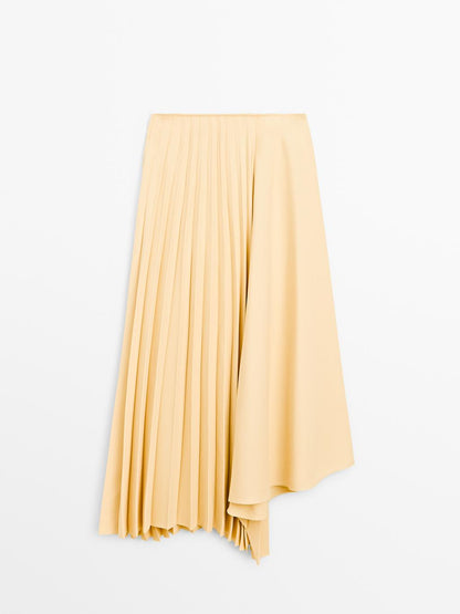 Asymmetric box pleat skirt