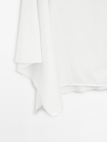 Asymmetric denim midi skirt