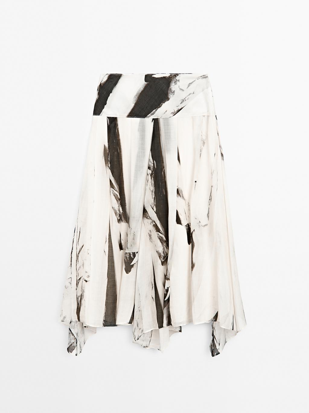 Flowing marble print midi skirt