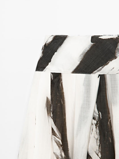 Flowing marble print midi skirt