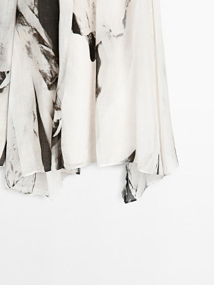 Flowing marble print midi skirt