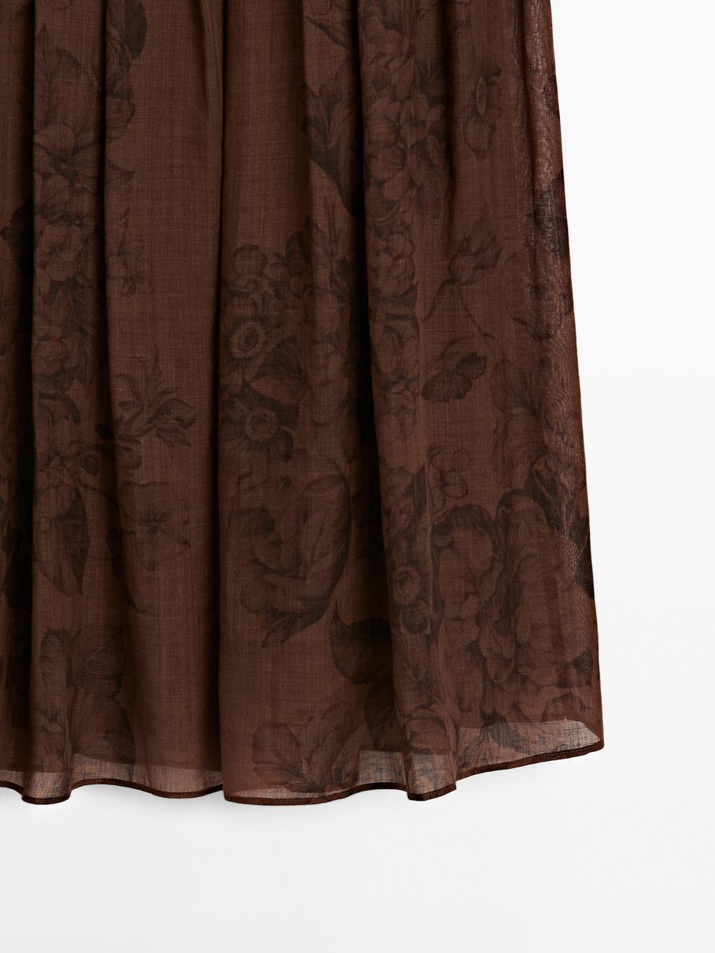 Flared floral print midi skirt