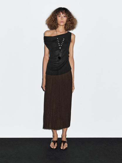 Pleated midi skirt