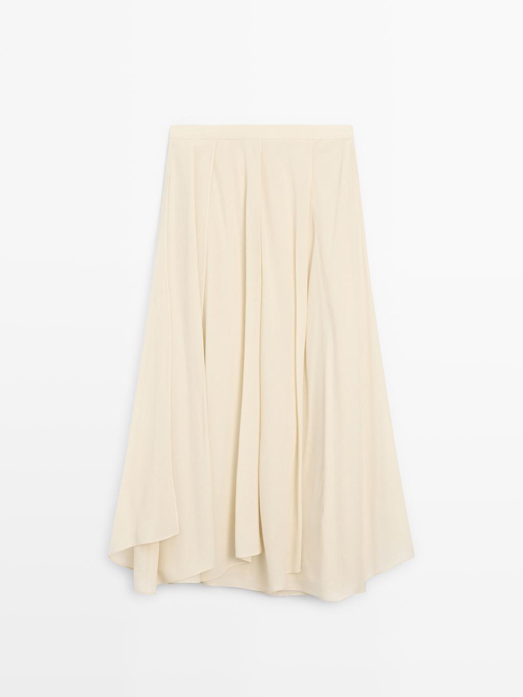 Flowing midi skirt with ruffles
