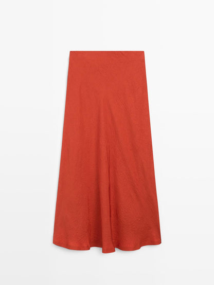Long flared satin skirt
