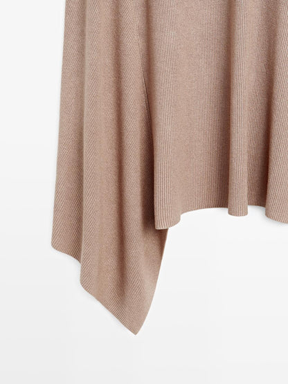 Asymmetric knit midi skirt