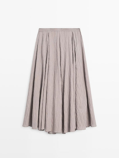 Striped flared midi skirt