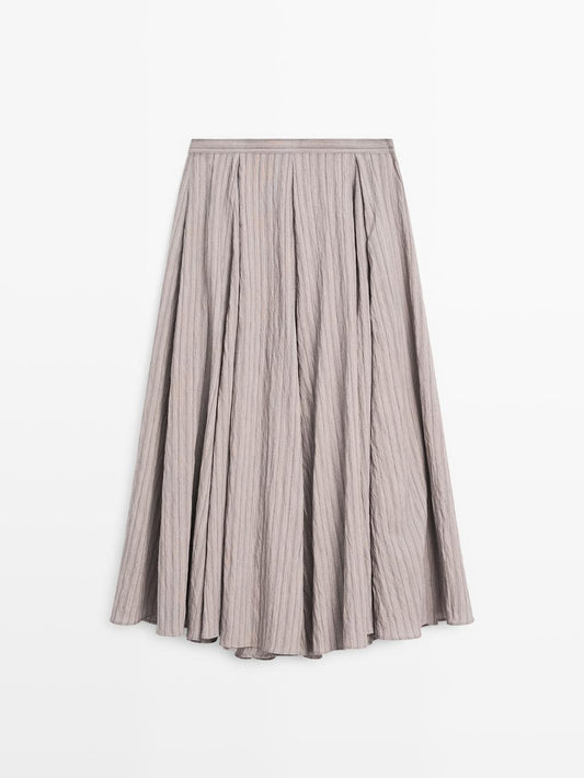 Striped flared midi skirt