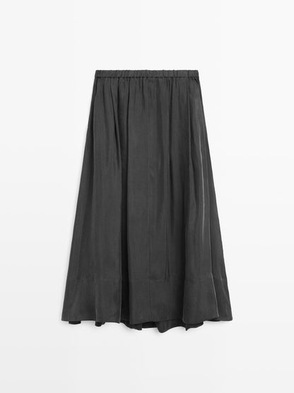 Flowing flared midi skirt
