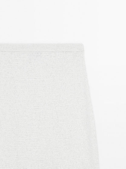 Cotton blend knit midi skirt