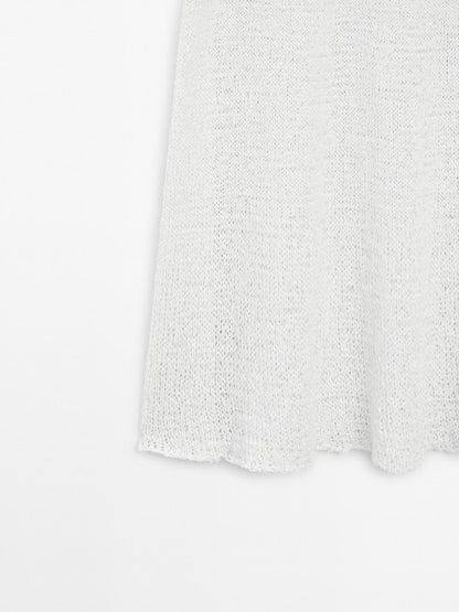 Cotton blend knit midi skirt