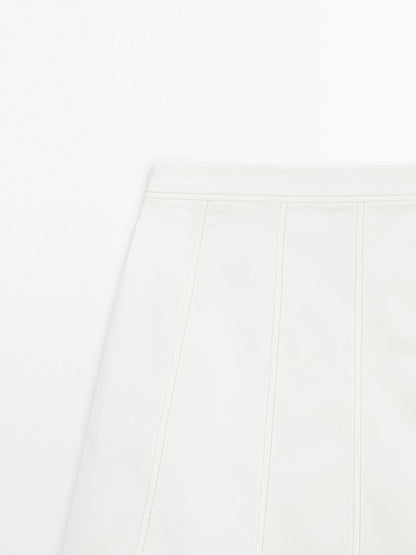 Short denim skirt with seam details