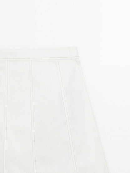 Short denim skirt with seam details