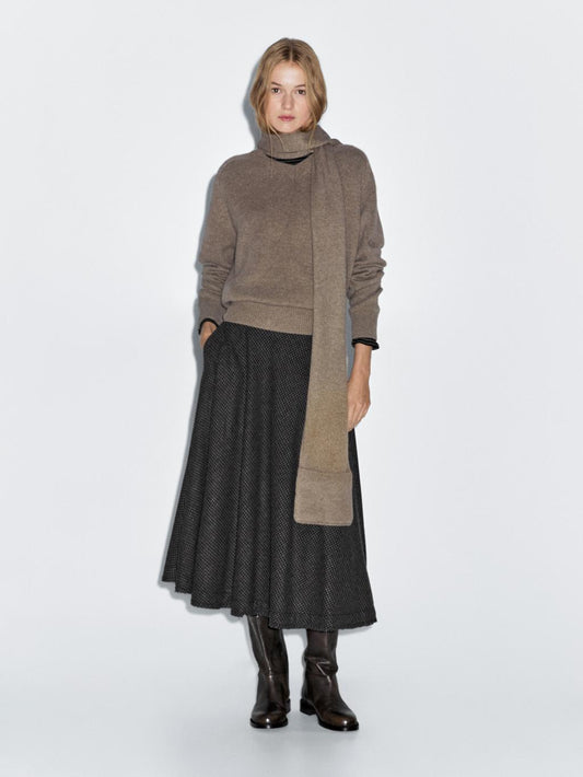 Gingham flared midi skirt