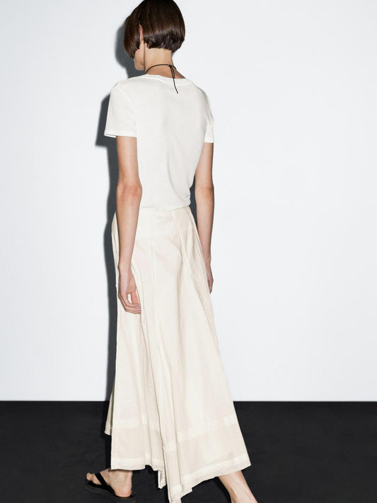 Cotton blend midi skirt with seam details