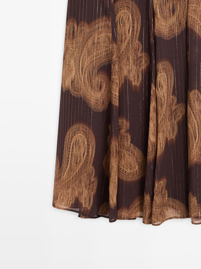 Flowing paisley print midi skirt