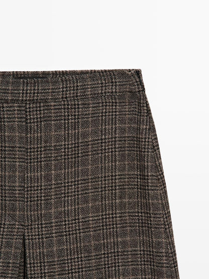 100% wool check midi skirt
