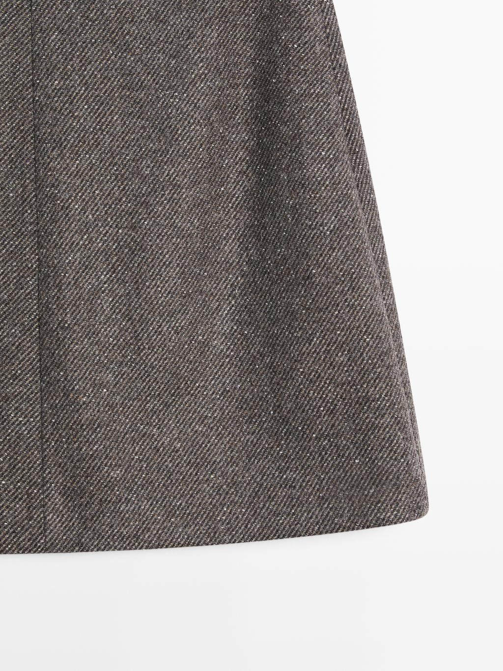 Alpaca and felt texture blend melange short skirt