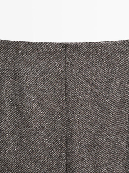 Alpaca and felt texture blend melange short skirt