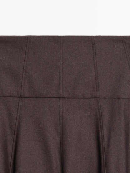 Wool blend midi skirt with yoke