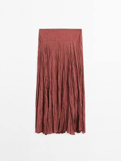 Long 100% cotton pleated skirt