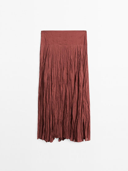 Long 100% cotton pleated skirt