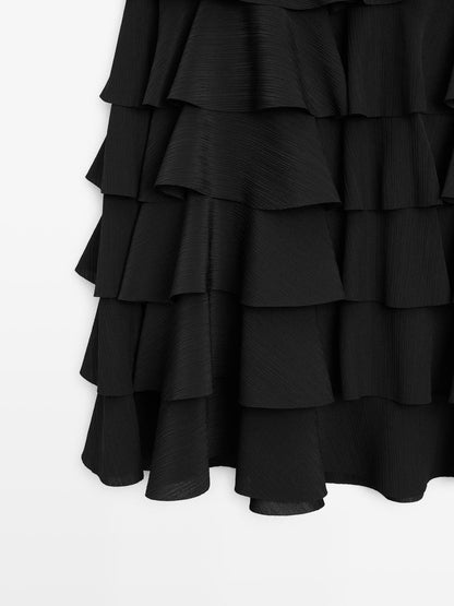 Ruffled midi skirt