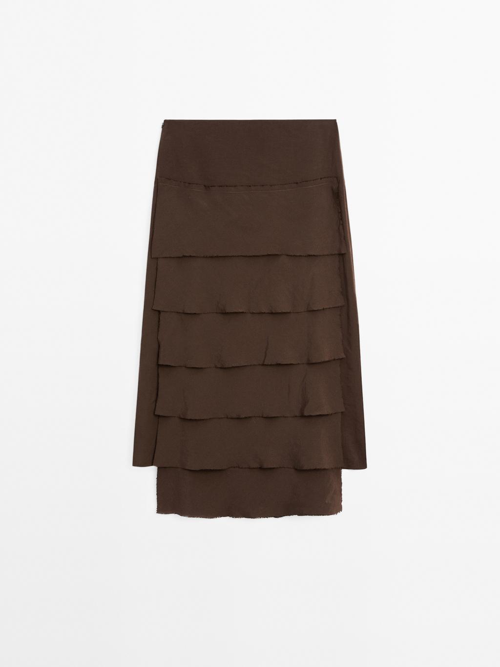 Midi skirt with ruffle detail