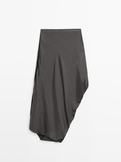 Draped 100% silk midi skirt - LIMITED