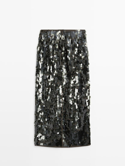 Midi skirt with sequins