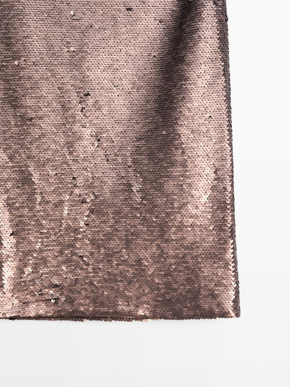 Short matte sequinned skirt