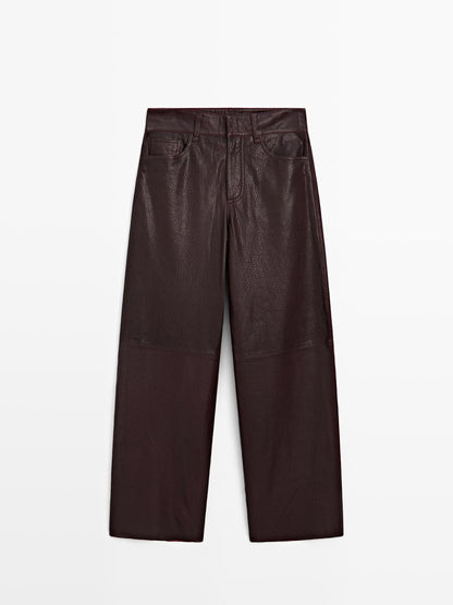 Sheepskin leather trousers with nappa finish
