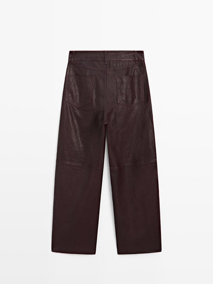 Sheepskin leather trousers with nappa finish