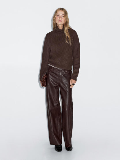 Sheepskin leather trousers with nappa finish