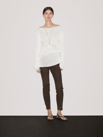 Suede leather leggings