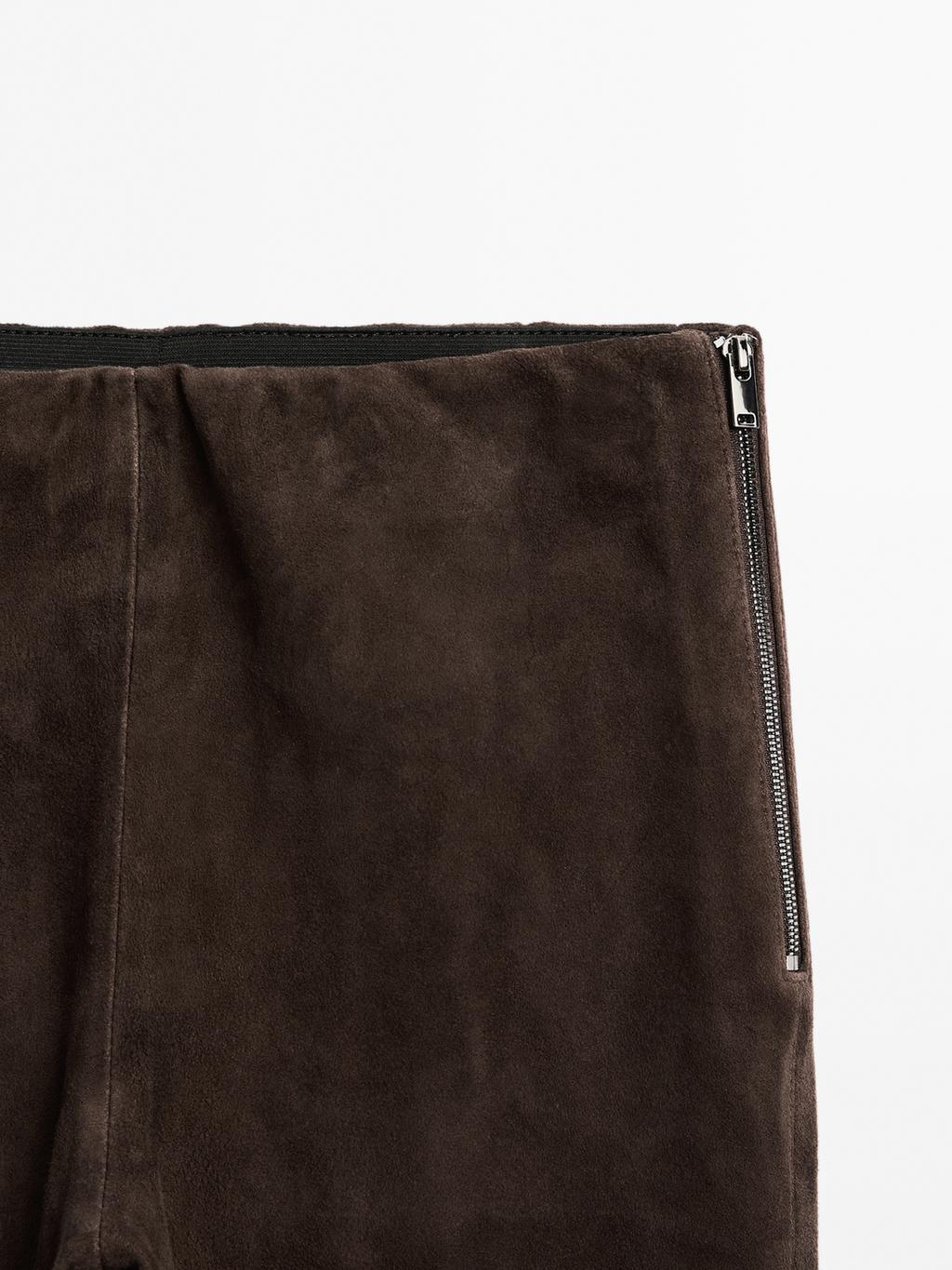 Suede leather leggings