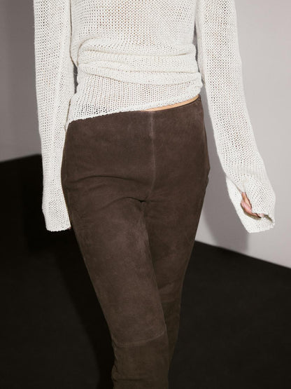Suede leather leggings